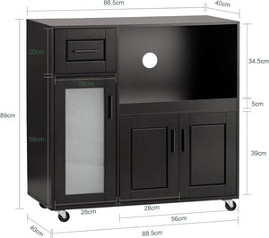 Küchenwagen | Sideboard auf Rollen | Küchenschrank| Rollwagen | Schwarz | FSB78-SCH