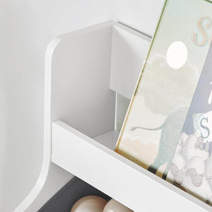 Kinderregal mit 2 Stoffboxen Bücherregal Spielzeugtruhe mit Rollen KMB71-W