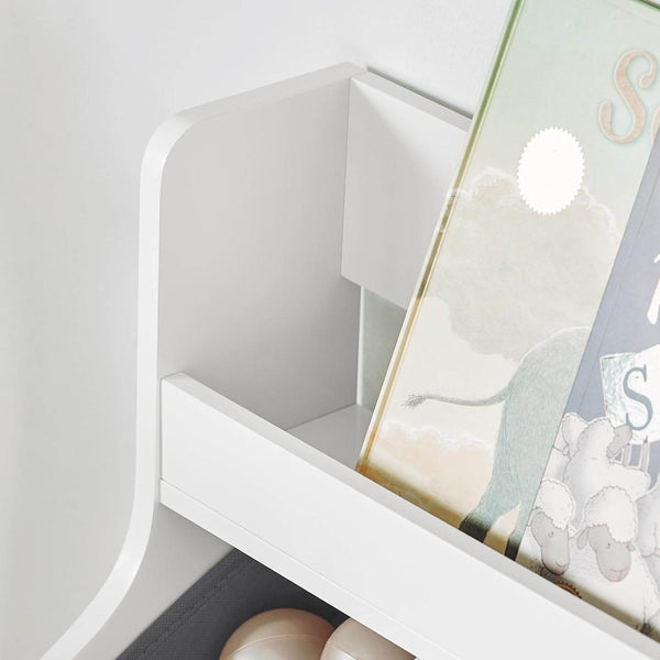 Kinderregal mit 2 Stoffboxen Bücherregal Spielzeugtruhe mit Rollen KMB71-W