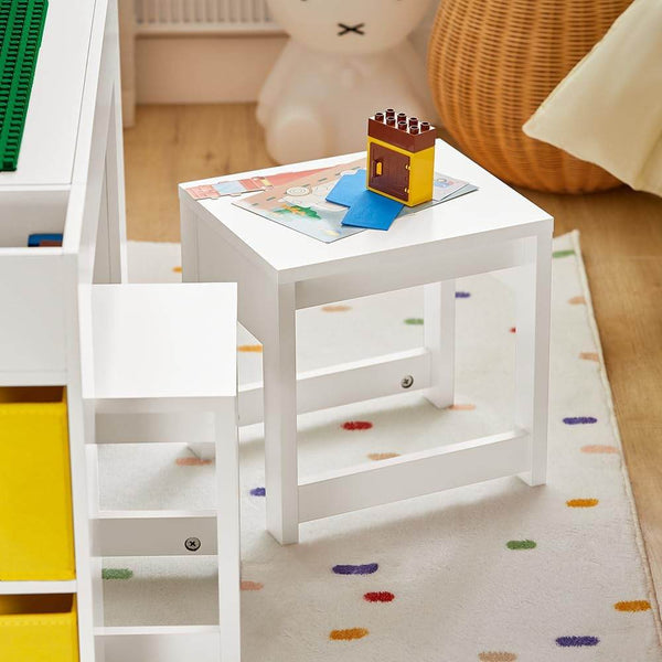 Kindertisch Mit 2 Stühlen Kindersitzgruppe Spieltisch Weiss| KMB75-W