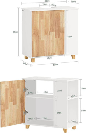 Waschbeckenunterschrank | Waschtisch | Badschrank Weiß-Natur | BZR75-W