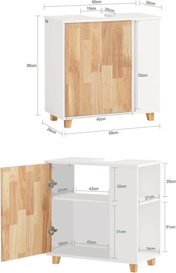 Waschbeckenunterschrank | Waschtisch | Badschrank Weiß-Natur | BZR75-W