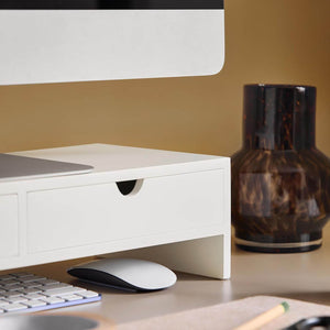Monitorerhöhung Monitorständer mit Schubladen Weiss BBF02-W