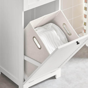 Wäscheschrank mit Wäschesack Wäschesammler Wäschekorb Weiss BZR73-W