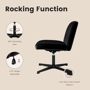 Office chair without armrests with rocking function, black