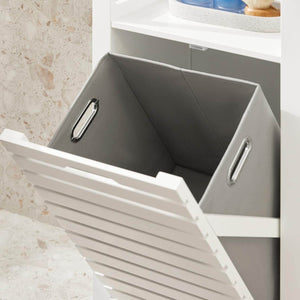 Wäscheschrank mit Wäschesack | Wäschesammler | Wäschekorb Weiss BZR67-W