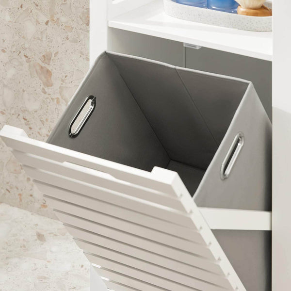 Wäscheschrank mit Wäschesack | Wäschesammler | Wäschekorb Weiss BZR67-W