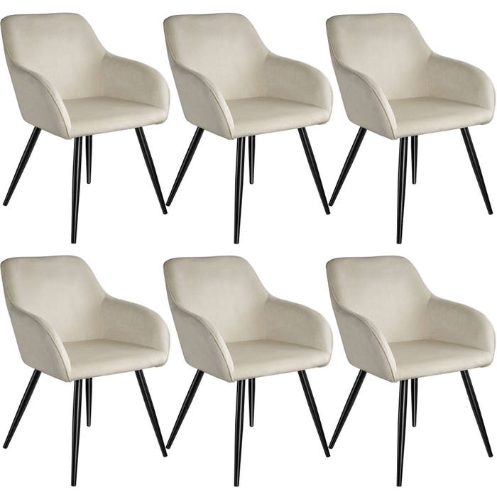 Ensemble de 6 chaises Marilyn, noir/crème