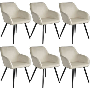 6er Set Stuhl Marilyn, schwarz/crème