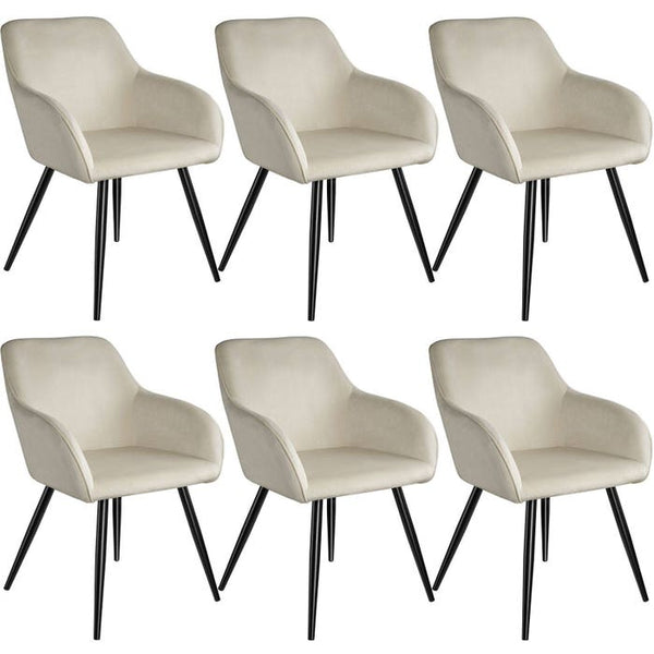 6er Set Stuhl Marilyn, schwarz/crème