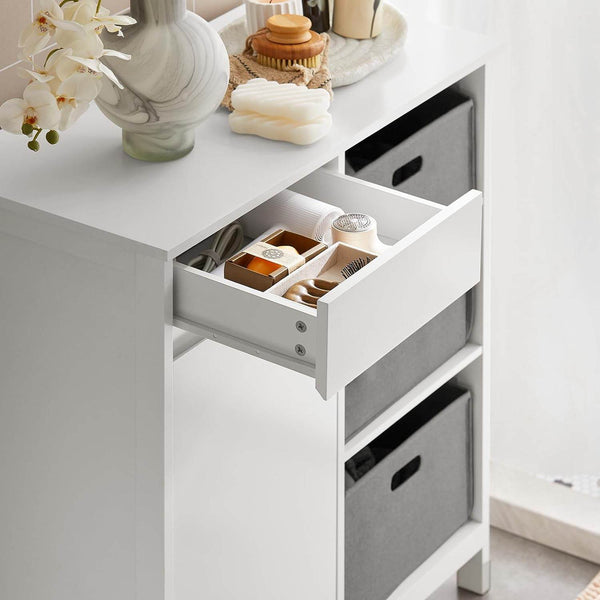 Wäscheschrank Wäschesammler Wäschekorb Badezimmerschrank Weiss BZR77-W