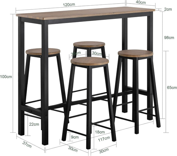 Bartisch mit 4 Stühlen | Bartisch set | Stehtisch | 5-teilig | OGT22-SCH