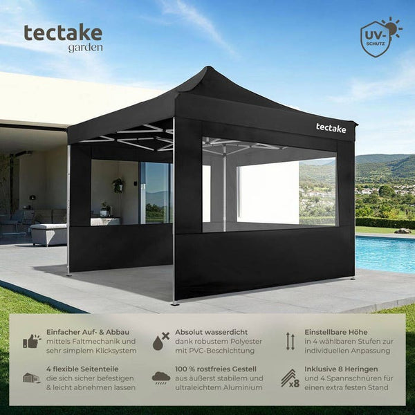 Faltbarer Garten Pavillon 3x3m mit 4 Seitenteilen schwarz