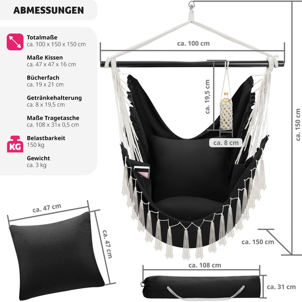 Hängesessel Malika schwarz