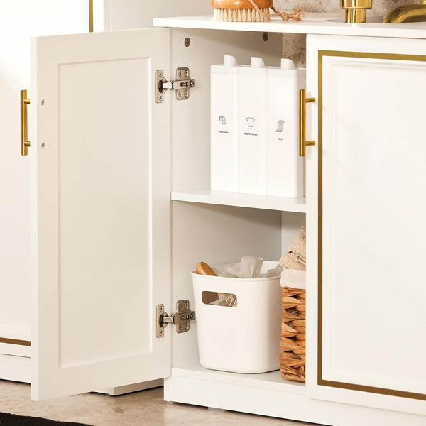 Waschbeckenunterschrank Badschrank Waschtisch Weiß+Gold BZR86-W