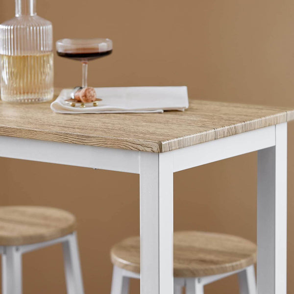 5-teilig Bartisch mit 4 Stühlen Esstisch set Stehtisch Sitzgruppe Weiss-Natur OGT22-WN
