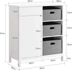 Wäscheschrank Wäschesammler Wäschekorb Badezimmerschrank Weiss BZR77-W