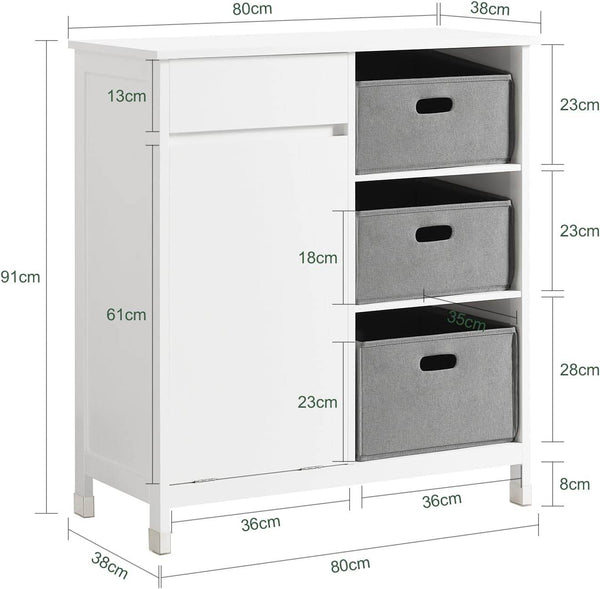 Wäscheschrank Wäschesammler Wäschekorb Badezimmerschrank Weiss BZR77-W