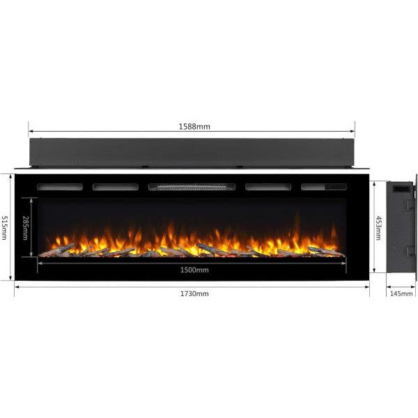 Balderia Elektrokamin - Elektrischer Einbaukamin Fiamma 68"
