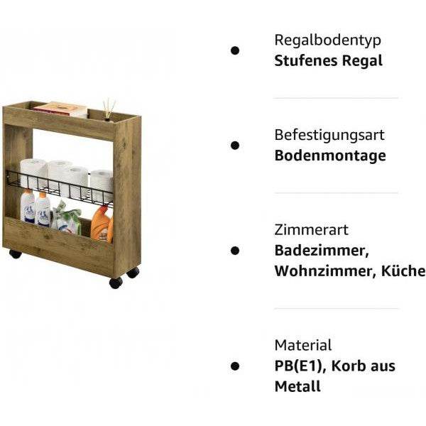 Nischenregal Mit 3 Etagen | Küchenregal | Rollwagen