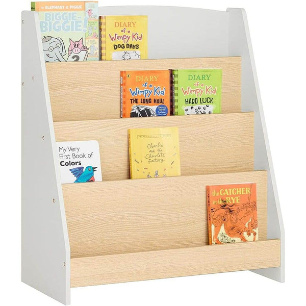 Kinderbücherregal Zeitungsständer Aufbewahrungsregal für Kinder Grau/Natur