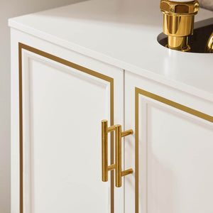 Waschbeckenunterschrank Badschrank Waschtisch Weiß+Gold BZR86-W