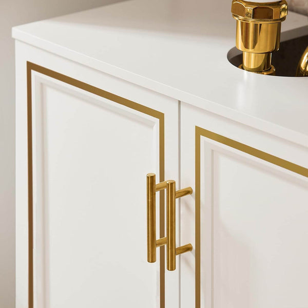 Waschbeckenunterschrank Badschrank Waschtisch Weiß+Gold BZR86-W