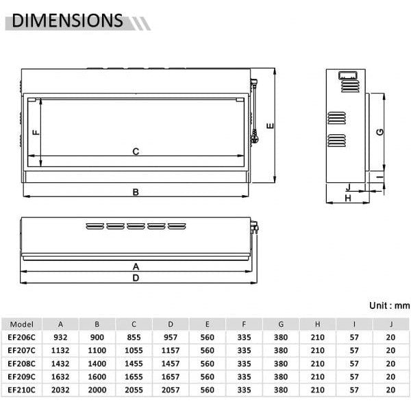BALDERIA Amazona 56" Elektrokamin mit LED Einbaukamin mit Heizung