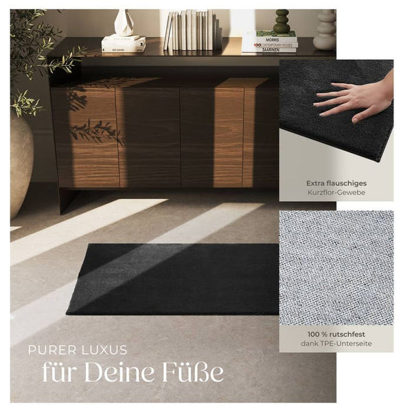 Tapis à poils courts Soft Zone noir 60 x 110 cm 