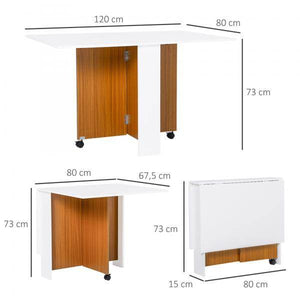 Ausklappbarer Esstisch Ausziehbarer Esstisch, mobil Teak+Weiss