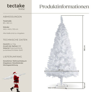Künstlicher Weihnachtsbaum, weiss, 180cm