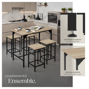 Bartisch-Set Edinburgh Industrial Holz hell, Eiche Sonoma