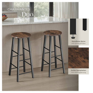2 Barhocker Keynes Industrial dunkelbraun