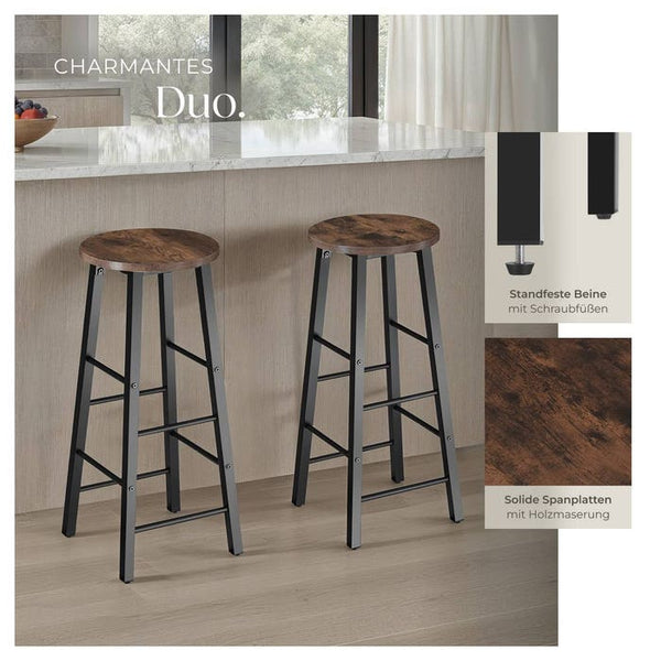 2 Barhocker Keynes Industrial dunkelbraun