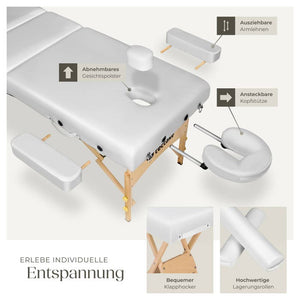 3 Zonen Massageliege-Set weiss