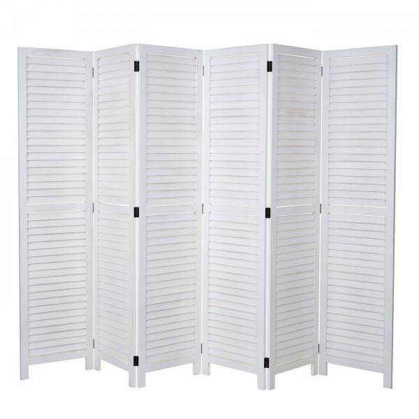 Paravent Raumteiler Trennwand Sichtschutz Shabby-Look Vintage, 170x243cm weiss
