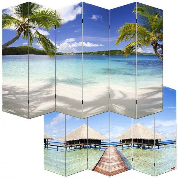 Paravent Raumteiler Trennwand M68 FSC-zertifiziert 180x240cm, Strand