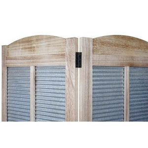 Paravent HWC-D26 Pflanzkörbe, Raumteiler Trennwand spanische Wand Sichtschutz, Holz Metall 170x161x29cm