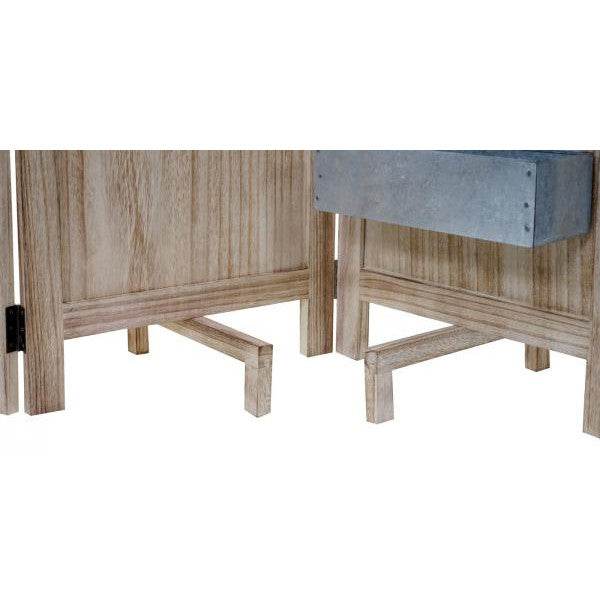 Paravent HWC-D26 Pflanzkörbe, Raumteiler Trennwand spanische Wand Sichtschutz, Holz Metall 170x161x29cm