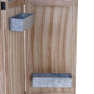 Paravent HWC-D26 Pflanzkörbe, Raumteiler Trennwand spanische Wand Sichtschutz, Holz Metall 170x161x29cm