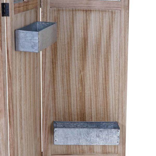 Paravent HWC-D26 Pflanzkörbe, Raumteiler Trennwand spanische Wand Sichtschutz, Holz Metall 170x161x29cm