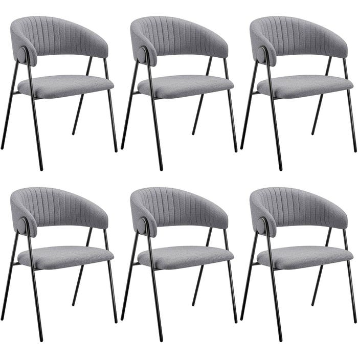 Fauteuil Bedano, gris, lot de 6