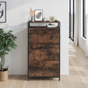 Schuhschrank Braddock Industrial Holz dunkel, rustikal 61 cm