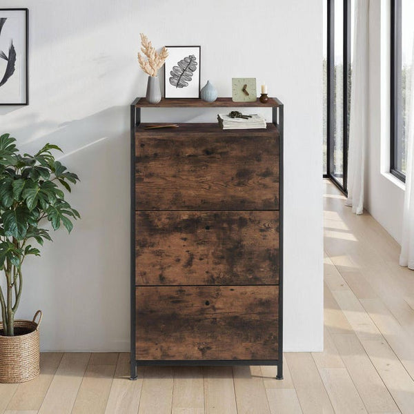 Schuhschrank Braddock Industrial Holz dunkel, rustikal 61 cm