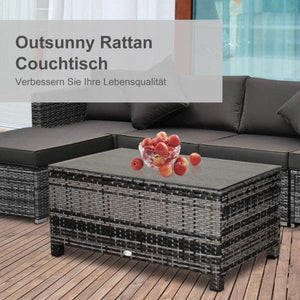Beistelltisch Gartentisch Balkontisch Polyrattan Grau