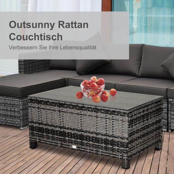 Beistelltisch Gartentisch Balkontisch Polyrattan Grau