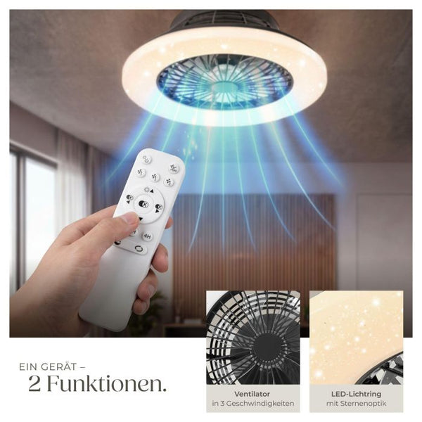 LED Deckenleuchte Storm mit Ventilator dimmbar schwarz