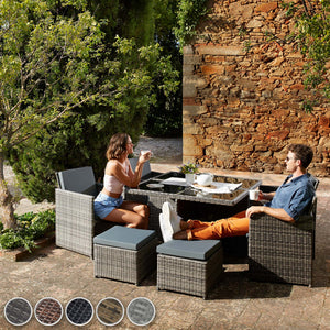 Aluminium Rattan Sitzgruppe Manhattan 4+4+1, natur
