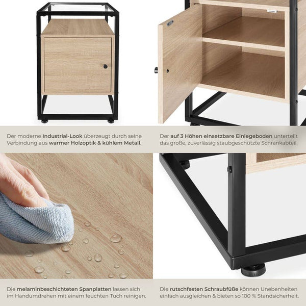 Nachttisch Dudley 40x43x60,5cm Industrial Holz hell, Eiche Sonoma