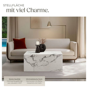 Couchtisch Lasley Marmor Optik weiß 90 x 50 x 40 cm